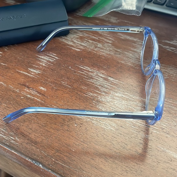 Warby Parker Percey Jr blue clear eyeglasses with logo black case - Picture 8 of 13